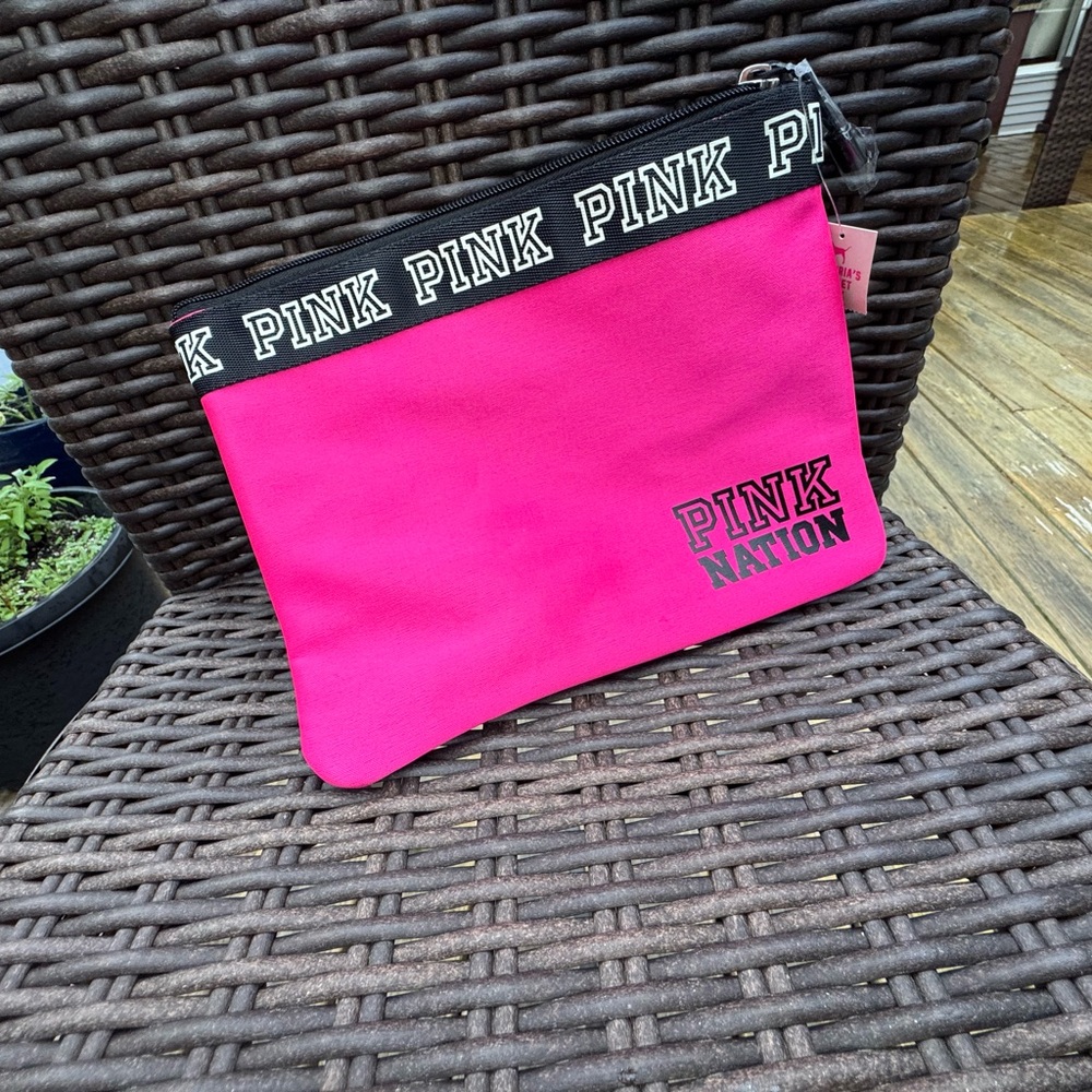 Victoria's Secret PINK Fuchsia Pouch with Black Trim